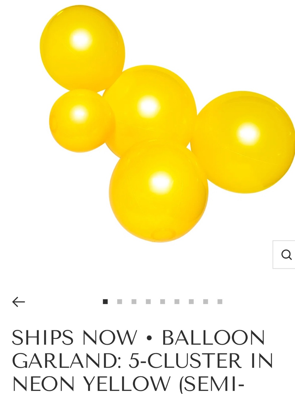 Minnidip Neon Yellow Balloon Garland 5-Cluster - Party Decoration x 2